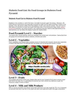 Diabetic Food List