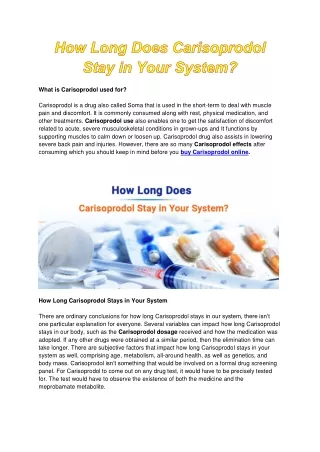 How Long Does Carisoprodol Stay in Your System