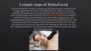 5 simple steps of hydrafacial