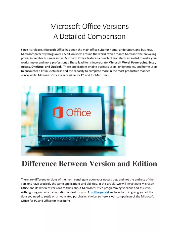 microsoft office versions a detailed comparison