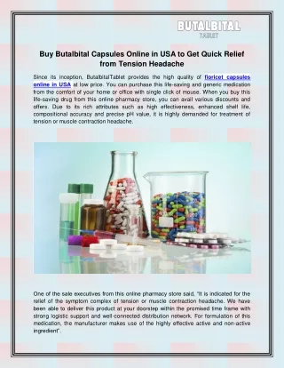 Butalbital Capsules online in USA