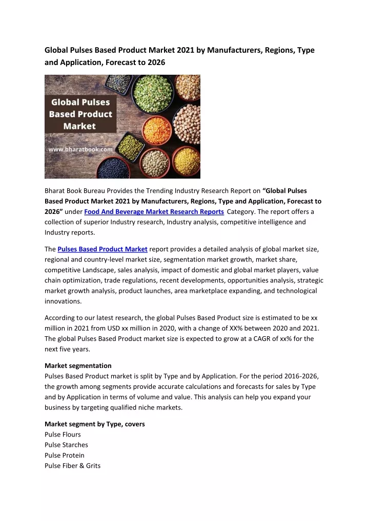 global pulses based product market 2021