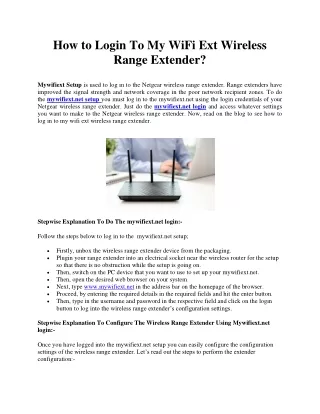 How to Login To My WiFi Ext Wireless Range Extender