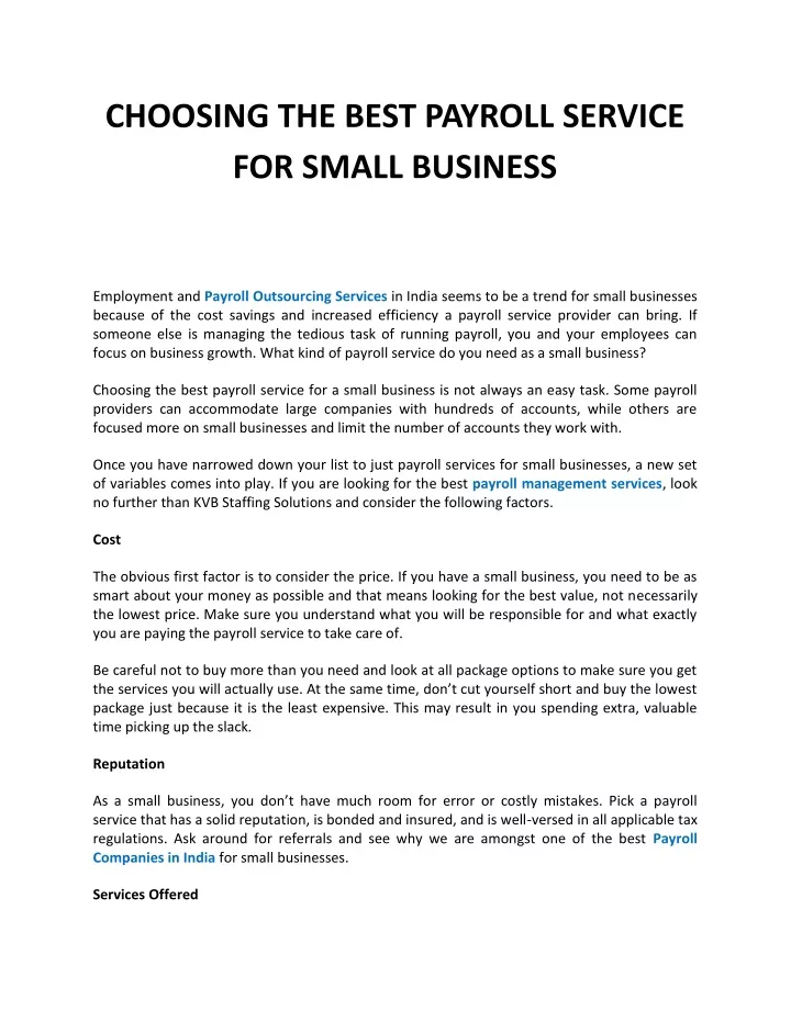 choosing the best payroll service for small