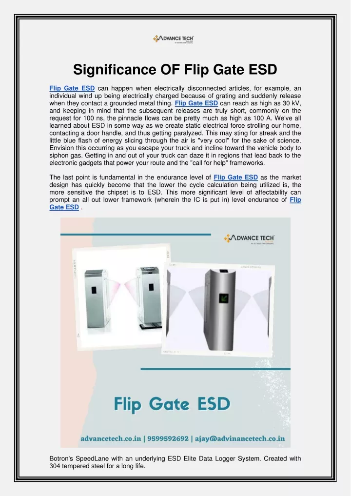 significance of flip gate esd