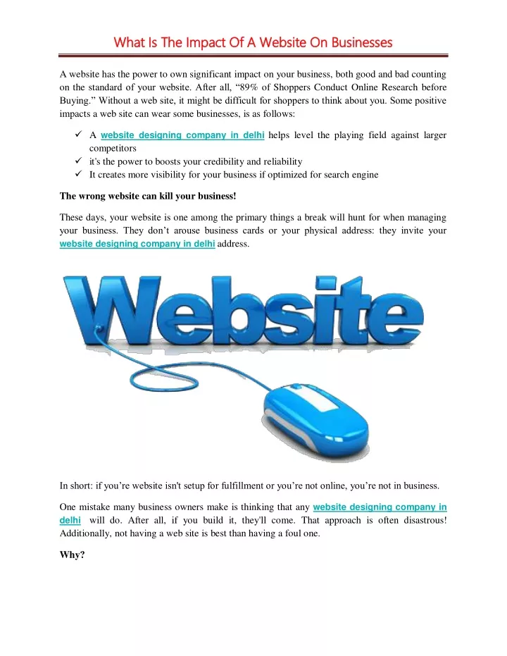 what is the impact of a website on businesses