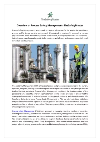Overview of Process Safety Management- TheSafetyMaster