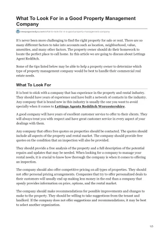 What To Look For in a Good Property Management Company