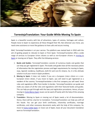 TorreviejaTranslation- Your Guide While Moving To Spain