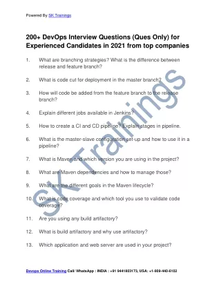 Top 200  DevOps Interview Questions (2021 updated)