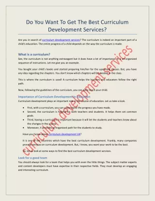 do you want to get the best curriculum