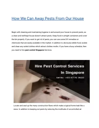 How We Can Away Pests From Our House