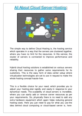 All About Cloud Server Hosting