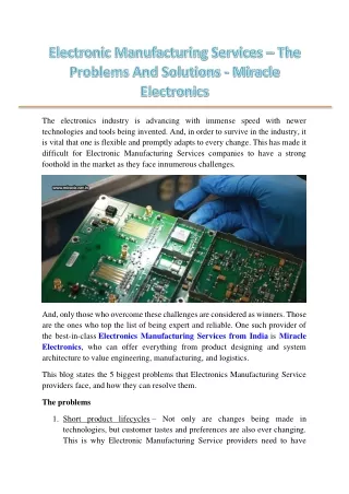 the electronics industry is advancing with