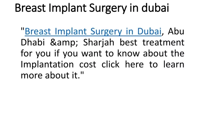 breast implant surgery in dubai