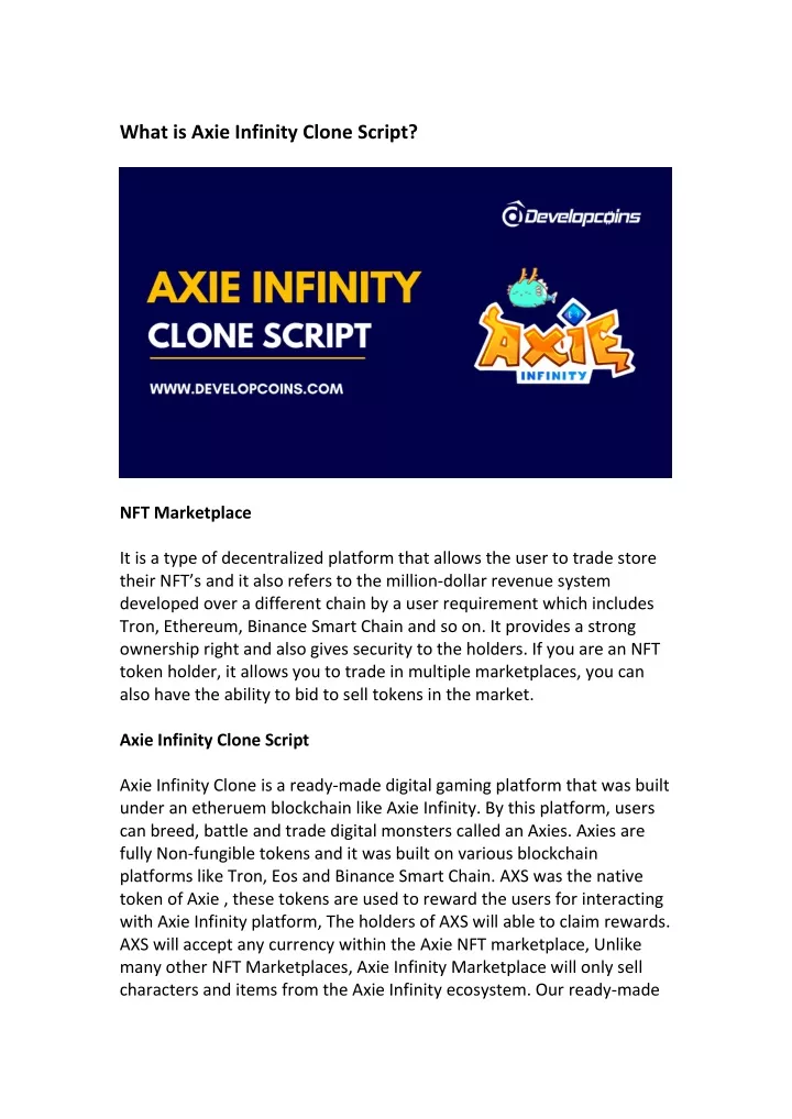 what is axie infinity clone script