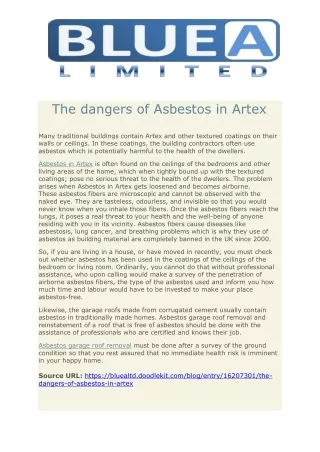 The dangers of Asbestos in Artex