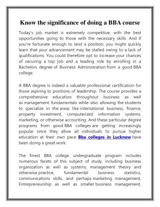 know the significance of doing a bba course