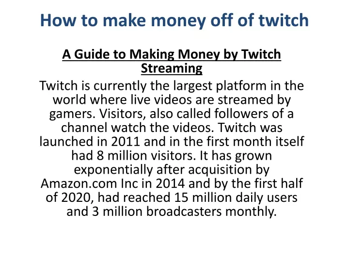 how to make money off of twitch