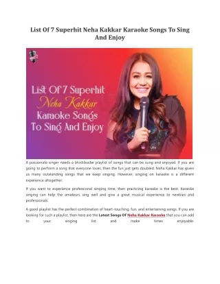 List Of 7 Superhit Neha Kakkar Karaoke Songs To Sing And Enjoy