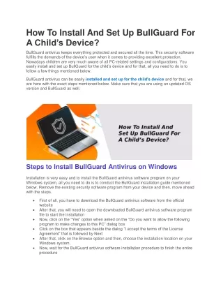 How To Install And Set Up BullGuard For A Child’s Device?