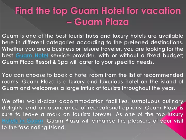 find the top guam hotel for vacation guam plaza