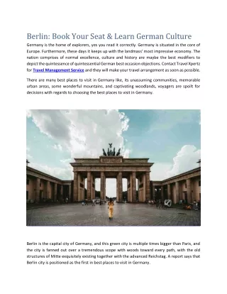 Book Your Flight To Berlin & Learn German Culture