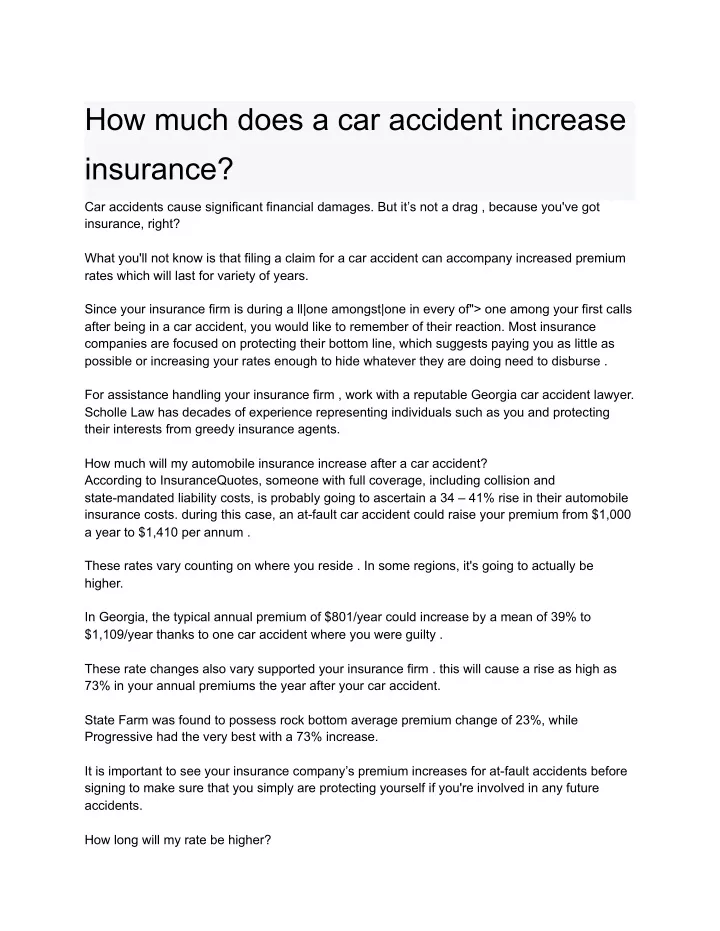 how much does a car accident increase insurance