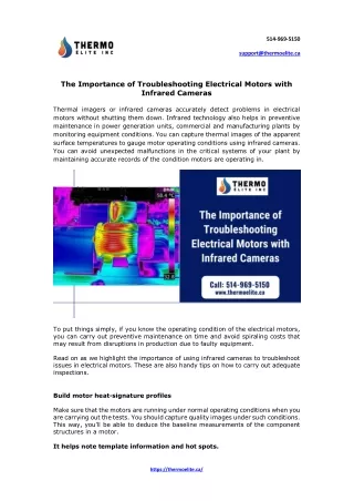 The Importance of Troubleshooting Electrical Motors with Infrared Cameras