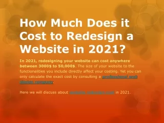 How much website redesign cost in 2021