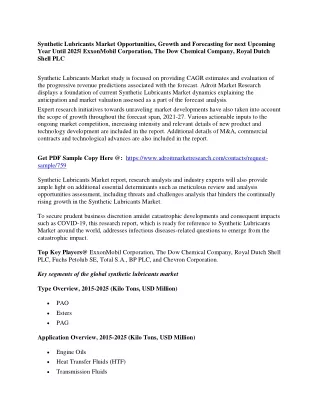 synthetic lubricants market opportunities growth