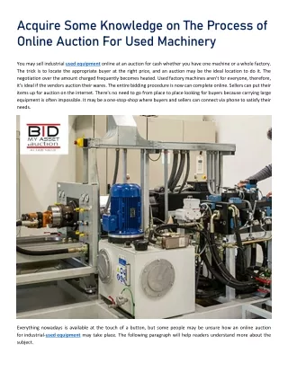Acquire Some Knowledge on The Process of Online Auction For Used Machinery