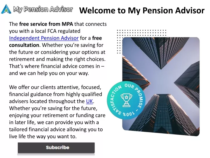 welcome to my pension advisor