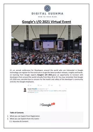 Google’s I/O 2021 Virtual Event