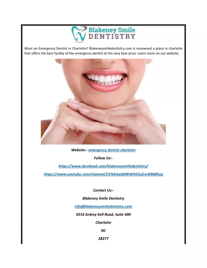 want an emergency dentist in charlotte