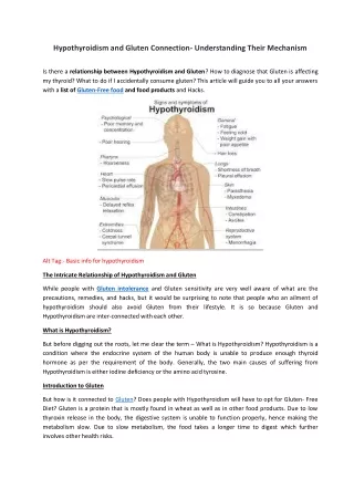 hypothyroidism and gluten connection