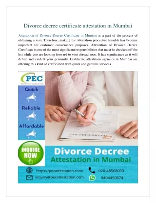 Divorce Decree Certificate Attestation In Mumbai