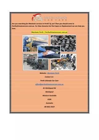 are you searching for mechanic services in perth