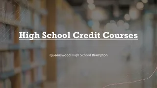 High School Credit Courses