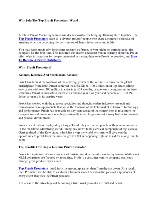 why join the top pruvit promoters world