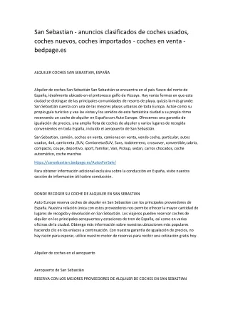 San Sebastian - anuncios clasificados de coches usados, coches nuevos, coches importados - coches en venta - bedpage.es-