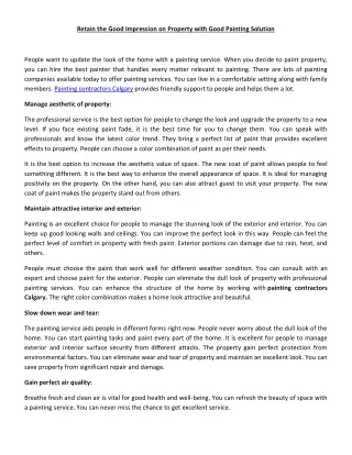 retain the good impression on property with good