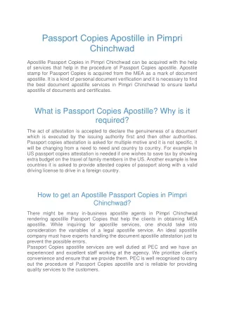 Passport Copies Apostille in Pimpri Chinchwad
