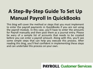 A Step-By-Step Guide To Set Up Manual Payroll In QuickBooks