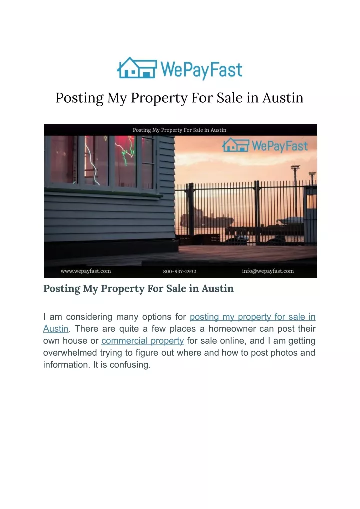 posting my property for sale in austin