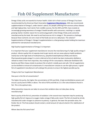 fish oil supplement manufacturer