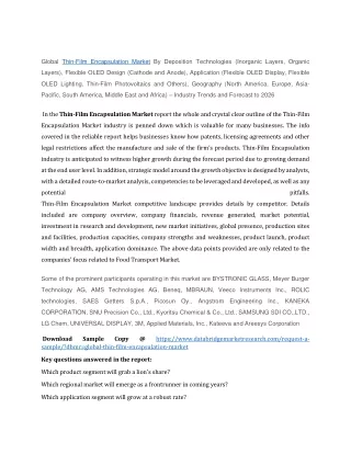 global thin film encapsulation market