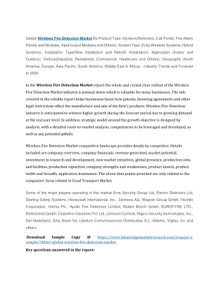 global wireless fire detection market by product