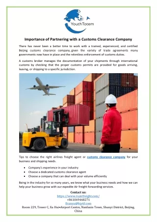 Importance of Partnering with a Customs Clearance Company