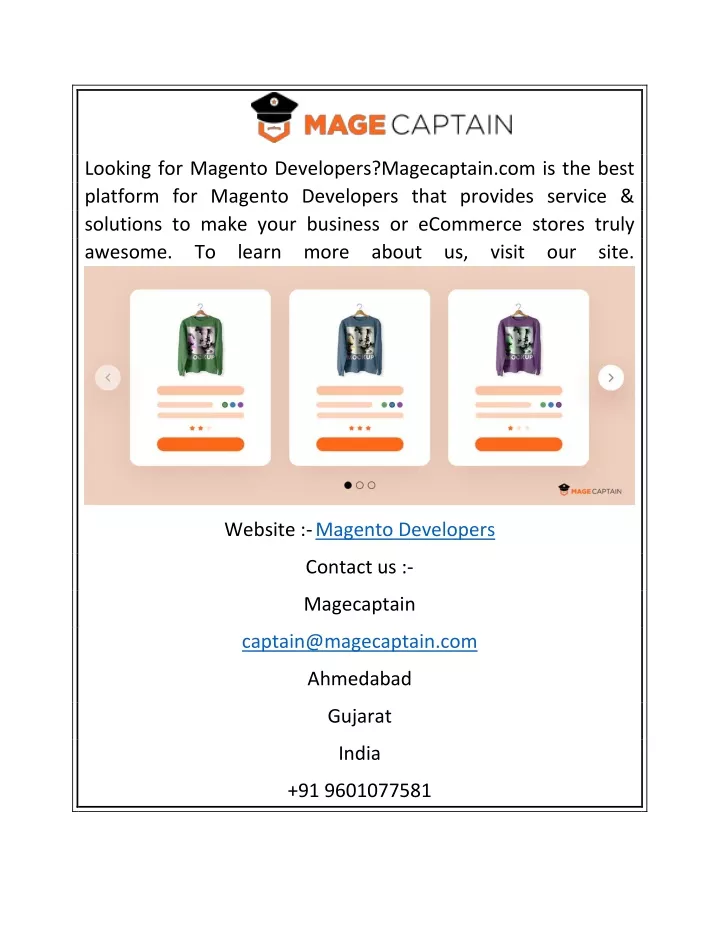looking for magento developers magecaptain